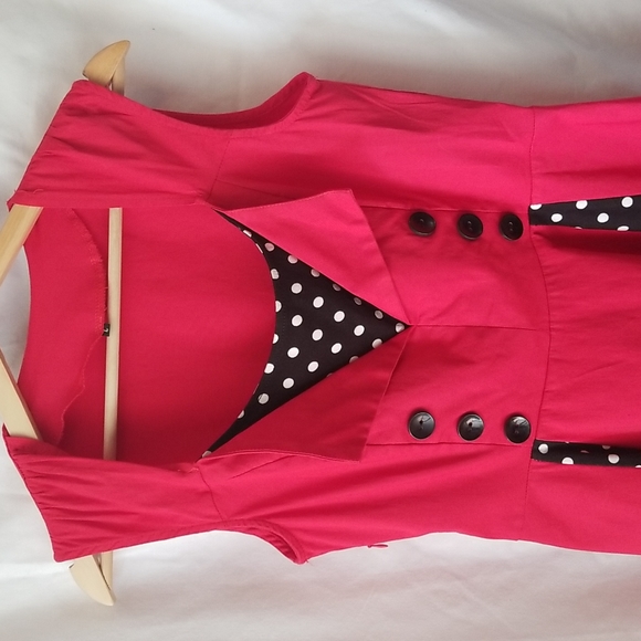 fun Zulily retro 50's style red/black/white polkadot flare dress size L - Picture 6 of 9
